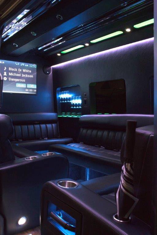 Inside a party bus from Tiffany Limousine